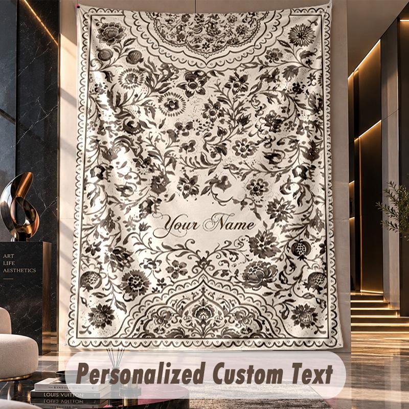 Floral Elegance 16 Theme Wall Tapestry Customized With Name Text Personalized Hanging Tapestry For Bedroom Living Room Decor