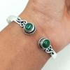 Green Onyx Gemstone 925 Sterling Silver Plated Adjustbable Cuff Bangle FTRW-C85