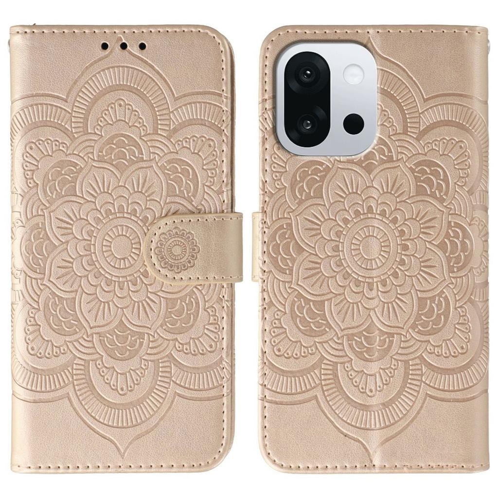 For OnePlus 13T 5G Case PU Leather Mandala Imprinted Design Wallet Phone Cover with Wrist Strap