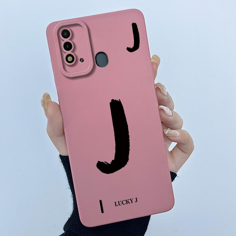For ITEL Vision 2S P37 P651L P651W Case Cover Lucky Initial Letter Silicone Soft Matte Phone Bumper for ITEL Vision2S P37 Casing