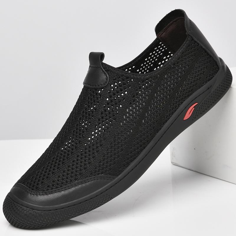 Дышащая мужская сетчатая обувь, летние мужские повседневные кроссовки, нескользящие мокасины, походная обувь, ажурные мокасины