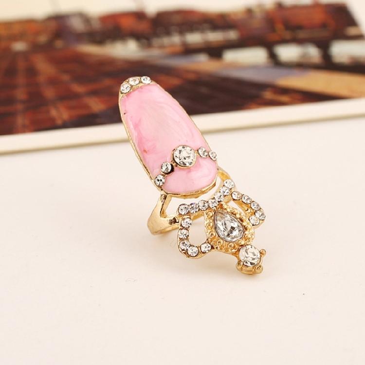 Набор из 4 изящных панк-колец-когтей, украшенных стразами, готические аксессуары для ногтей, косплей-украшения для косплея