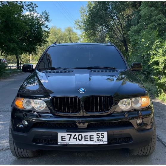 Новый вид, автомобильная решетка, передняя глянцевая 2-линейная двойная планка для BMW X5 E53 LCI 2004 2005 2006, автомобильные аксессуары