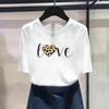 (Asian Size) Fashion Print Butterfly Love Heart Trend Cute Sweet Graphic Tee Female Casual T Clothing Casual Women's Top Short Sleeve T-shirt