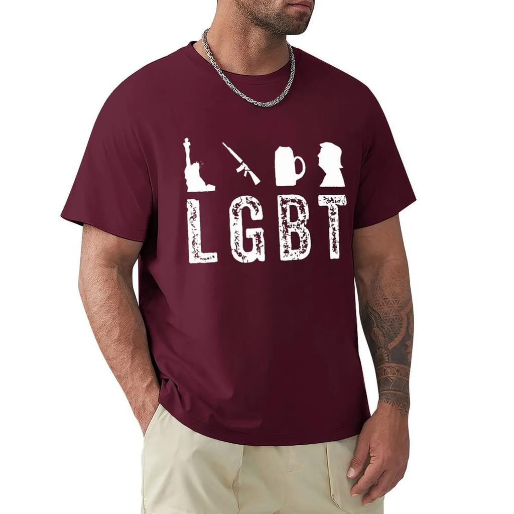 LGBT Liberty Guns Beer Trump Funny Inspired T Shirt Harajuku Short Sleeve T-shirt 100% Cotton Graphics Tshirt Tops