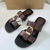 Soleist Женские летние плоские сандалии Модные с металлической пряжкой Ремешок Zapatos De Muje Бренд Открытый носок Повседневные пляжные римские сандалии для женщин