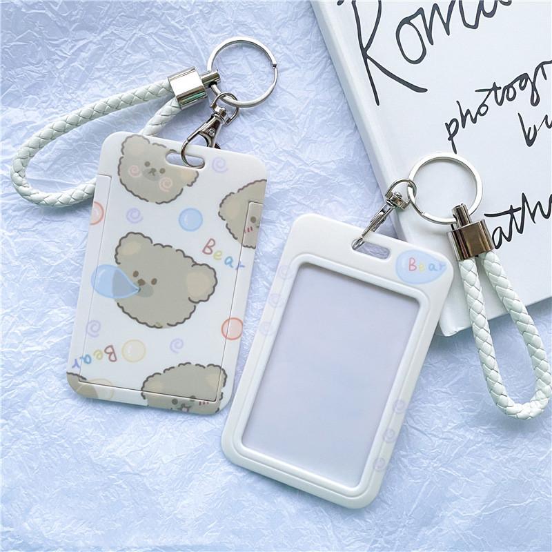 Чехол с мультяшным принтом, идентификационная бирка, чехол для рабочей карты с эластичным ремешком на запястье, держатель для бейджа, чехол для деловой карты доступа