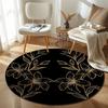 Nordic Round Botanical Multicolor Area Rug, Non-Slip Floor Mat for Office