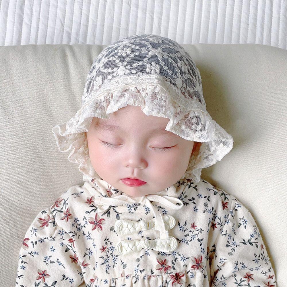 White Baby Lace Hat Breathable Girl Sunhat Ins Lace Ruffle Hat Photo Props