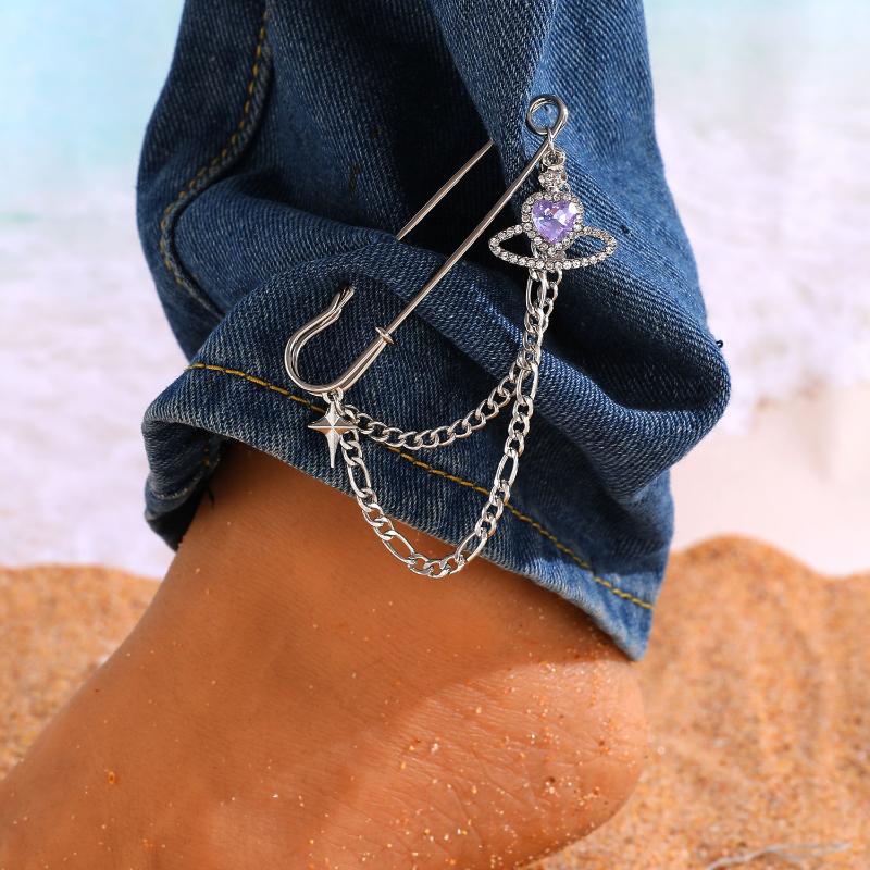 Punk Tassel Brooch Love Butterfly Chain Paper Clip Multi Element Retro Pants Chain Cool Hip-Hop Gothic Brooches Accessories