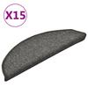 Коврики на ступени 15 шт. 56 x 17 x 3 см Темно-серый Полукруглые