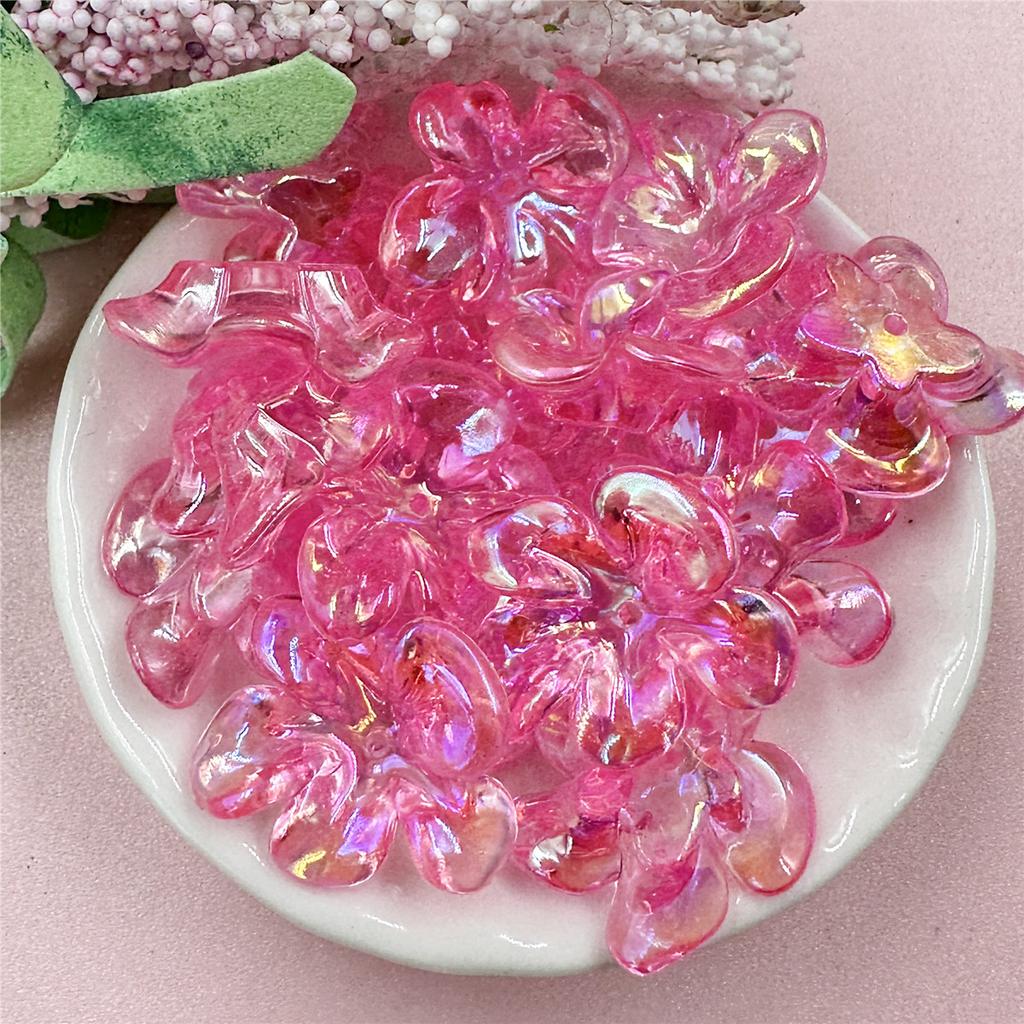 Hanmade Transparent DIY Handmade Materials 21.4*23.6mm Fashion Irregular Necklaces Jewelry Marking Acrylic UV Color Big Flower Beads 10pcs
