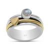 Rainbow Moonstone 925 Sterling Silver with Brass Hearts And Fidget Bands, Promise Spinning Band Ring For Women and Girls