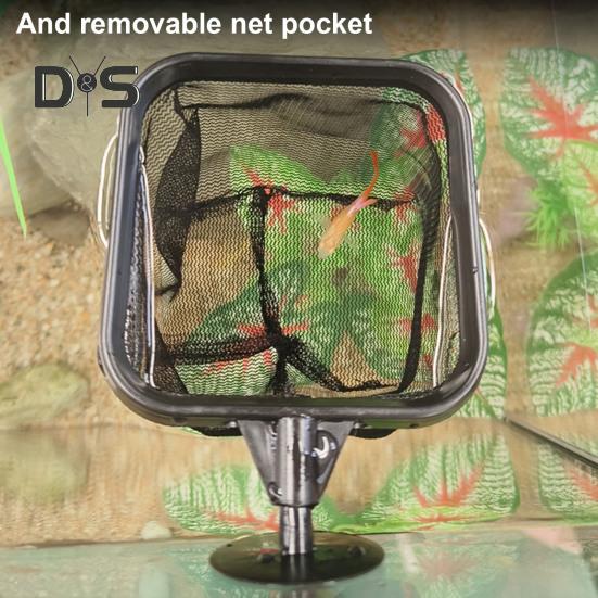 Сачок для аквариума с телескопической ручкой из нержавеющей стали, более глубокая сетка, квадратная сетка для аквариума, для креветок, остатков корма для мальков рыб