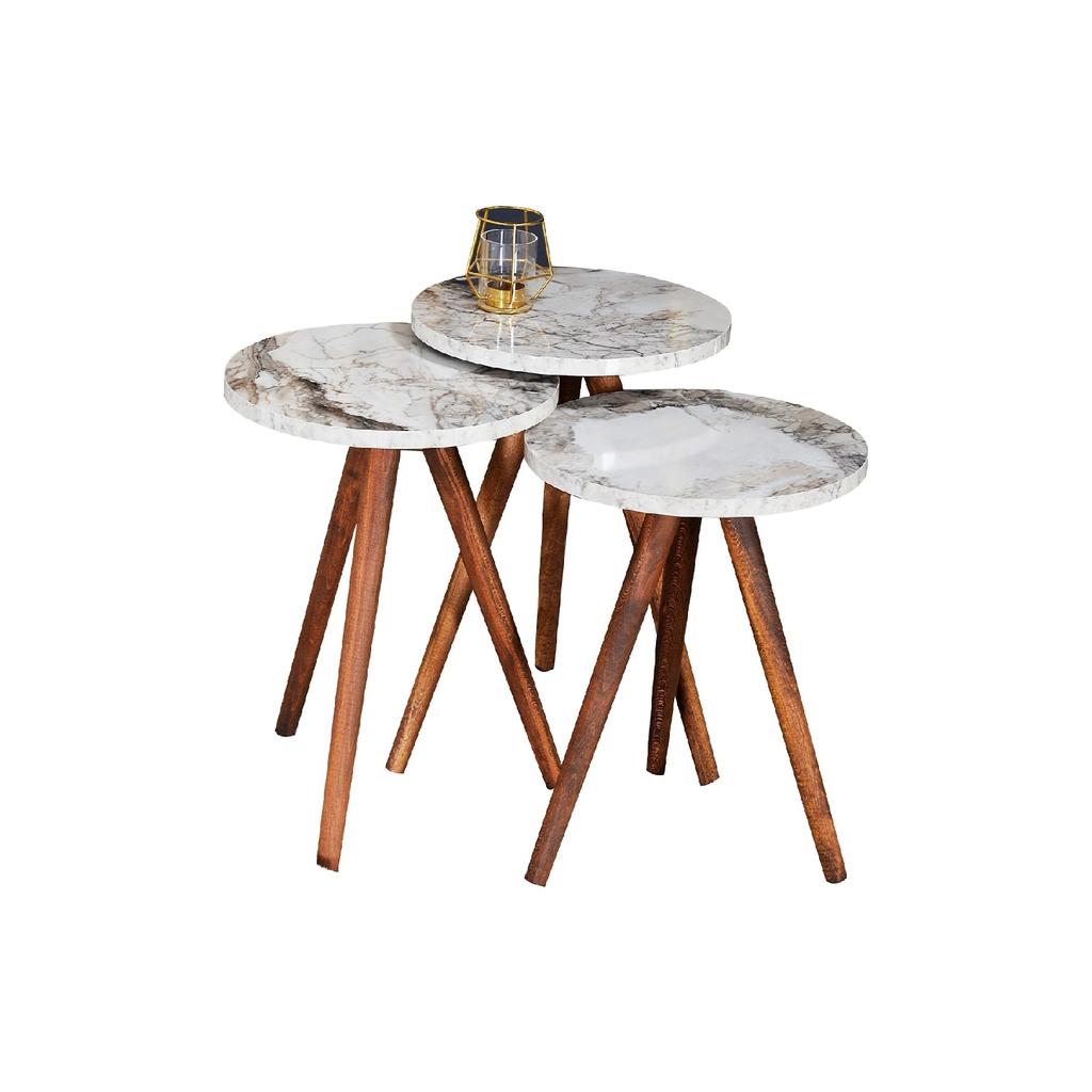 Столик для раскладывания 3 предмета Деревянный Оригинальный Точеная ножка Белый