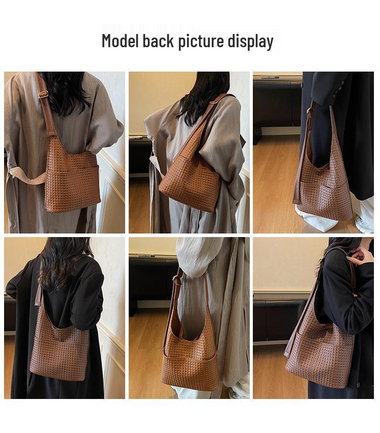 2025 Retro Solid Color Large Capacity Soft Leather Shoulder Bag