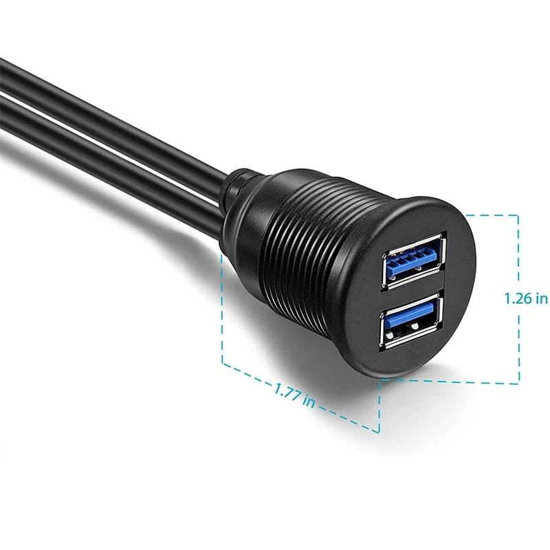 2 порта двойной USB 3.0 папа на USB 3.0 мама AUX удлинительный кабель для скрытого монтажа в автомобиле для автомобиля грузовика лодки мотоцикла приборной панели