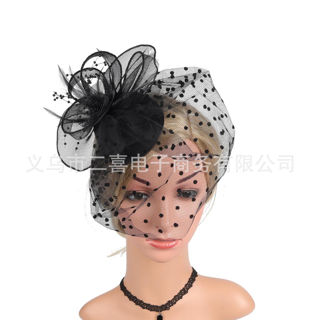 Bridal headgear hair accessories European and American bows photo flower feather top hat party ball hairpin headgear