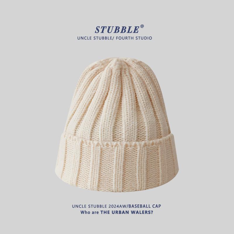 Solid Color Light Version Knitted Hat for Men and Women Korean Style Versatile Big Head Circumference Showing Face Small Woolen Hat Conical Top Hat