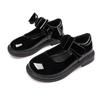 Spring Autumn Children's Leather Shoes Glossy PU Fashion Black Shoes for Girls Solid Color Causal Kids School Mary Jane Shoes
