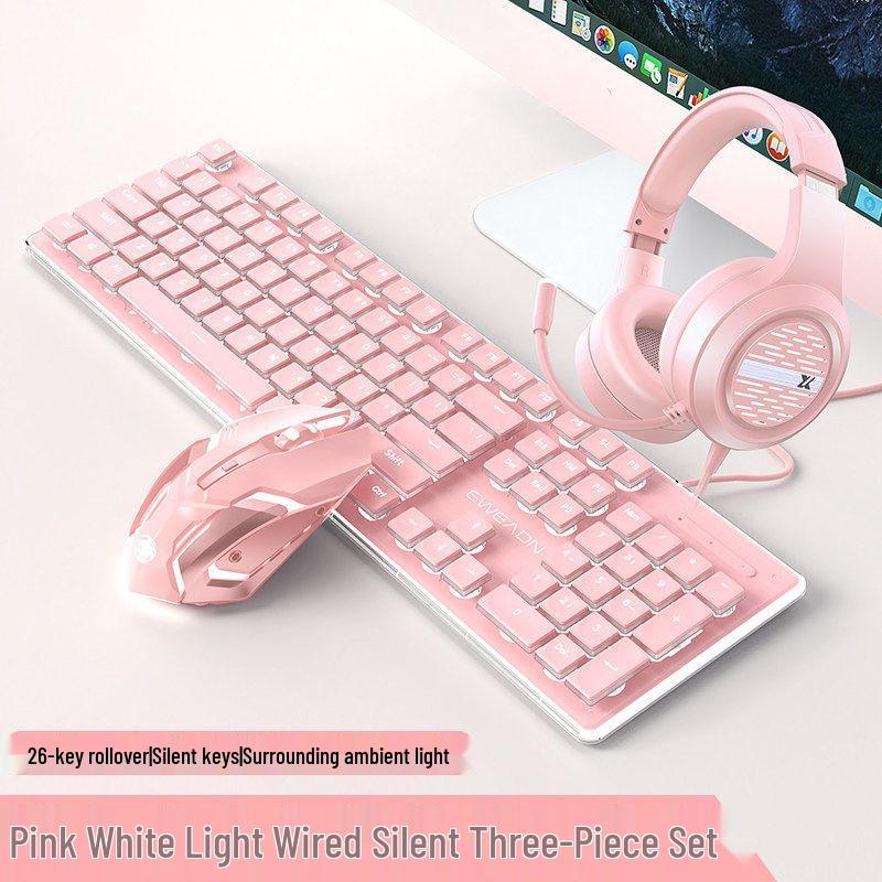 Беспроводной набор клавиатуры и мыши X7 Silent Pink для женщин - Стильный офисный аксессуар