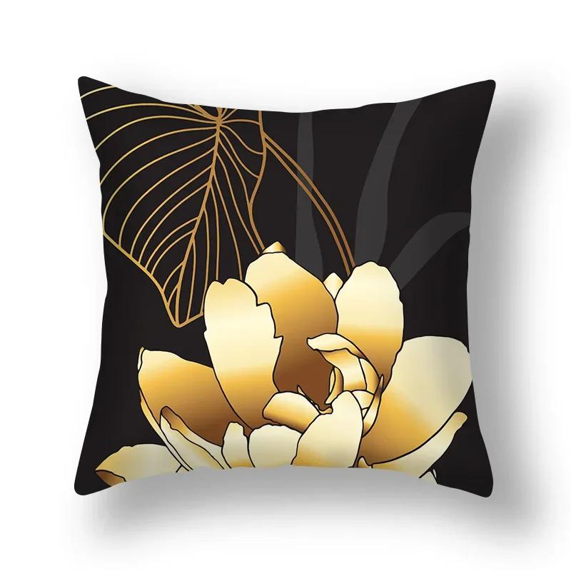 Ginkgo Leaves Pillows Case Home Decorative Cushion Cover Golden Polyester Print Pillowcase Car Sofa Pillow Case Home Decor 45*45