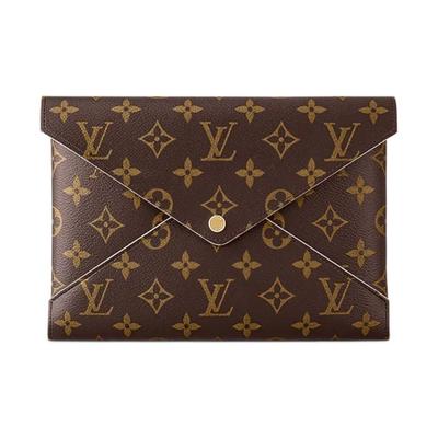 Neverfull Pochette Kirigami Кожаный Холщовый Конверт Сумка-Клатч Женский Клатч Коричневый M62034