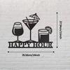 Vintage Black Metal Happy Hour Sign Rustic Pub Wall Decor for Home Bar Man Cave Outdoor Patio