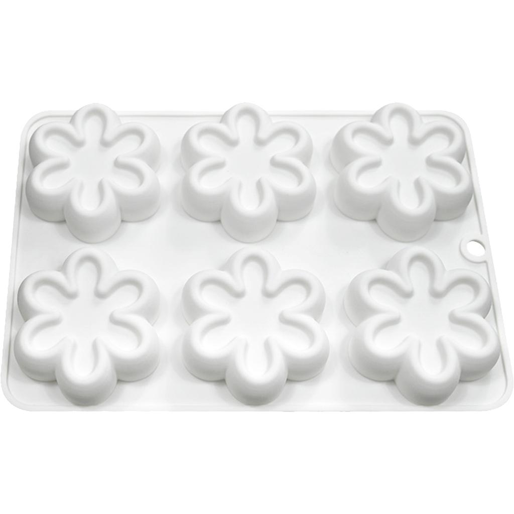 6-cavity Six Petals Flower Silicone Mold Fondant Mousse Cake Decorating Tool for Making Chocolate Candy Handmade Soap