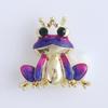 Blucome Fashion Wear Crown Purple Frog Brooch Alloy Pins Women's Brooch for Coat Suit Pins Wedding New Year Gifts