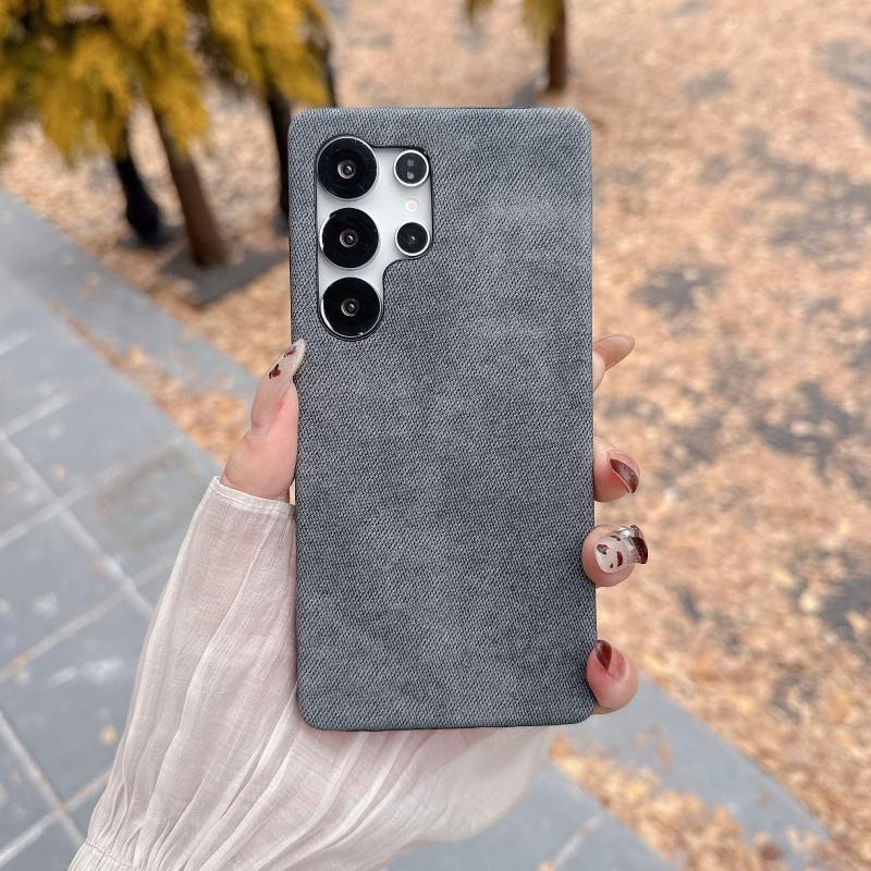 Cowboy Jeans Fabric Armor Frameless Case For Samsung S25 S24 S23 S22 Ultra Coque Candy Denim Protective Hard Phone Cover