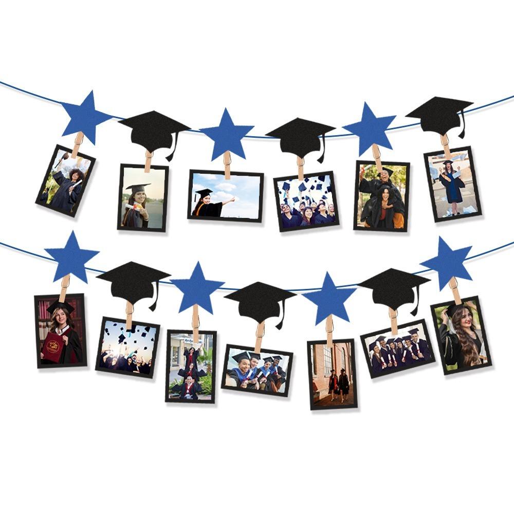 Black Gold Graduation Photo Banner Celebrate Graduation Hanging Decor  Party Favors