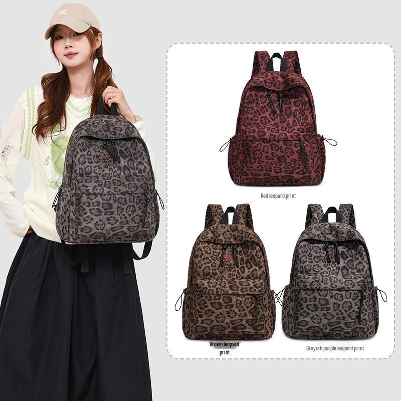 Leopard Print Women's Backpack - Large Capacity Autumn/Winter Bookbag for Students