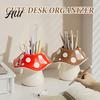 Durable Resin Pencil Holder Cute Mushroom Pen Holder, Desktop Organizer with Non-Slip Thick Stable Base, Non-toxic Desk Accessory for Modern