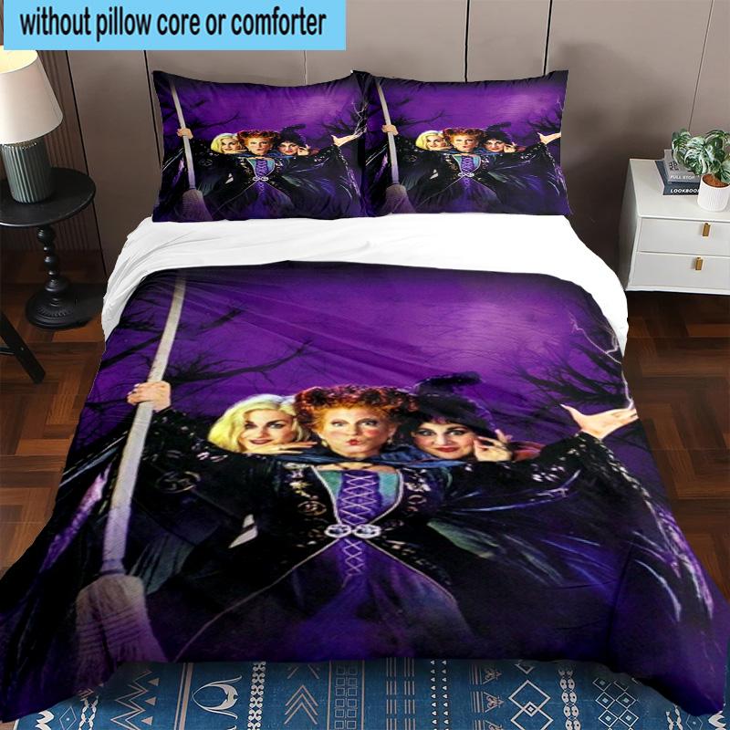 3PCS Hocus witch Halloween Magic 3pcs Bedding,Including 3PCS Duvet Cover And 2pcs Pillowcases Perfect for Christmas,Ideal for Bedroom, Dormitory