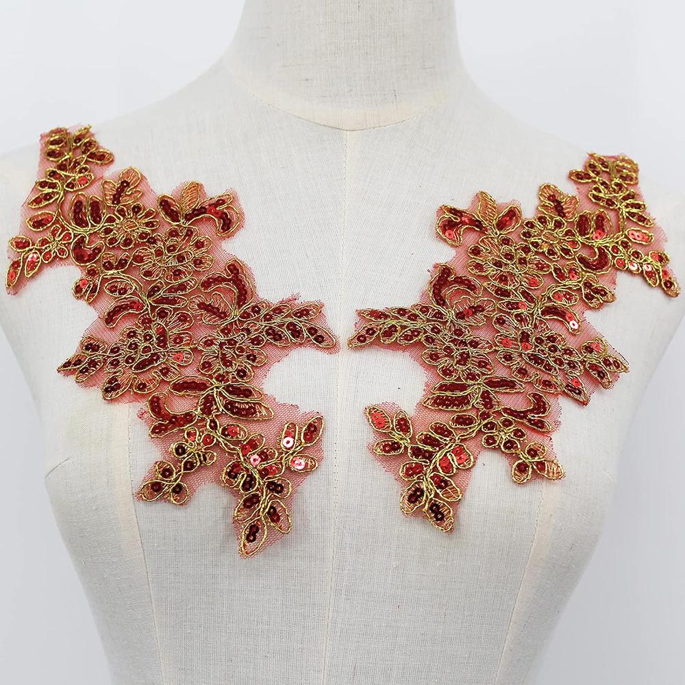 1 пара белых черных аппликаций с цветочными блестками кружевная ткань патч для одежды свадебные аксессуары ткань DIY Reapir Craft