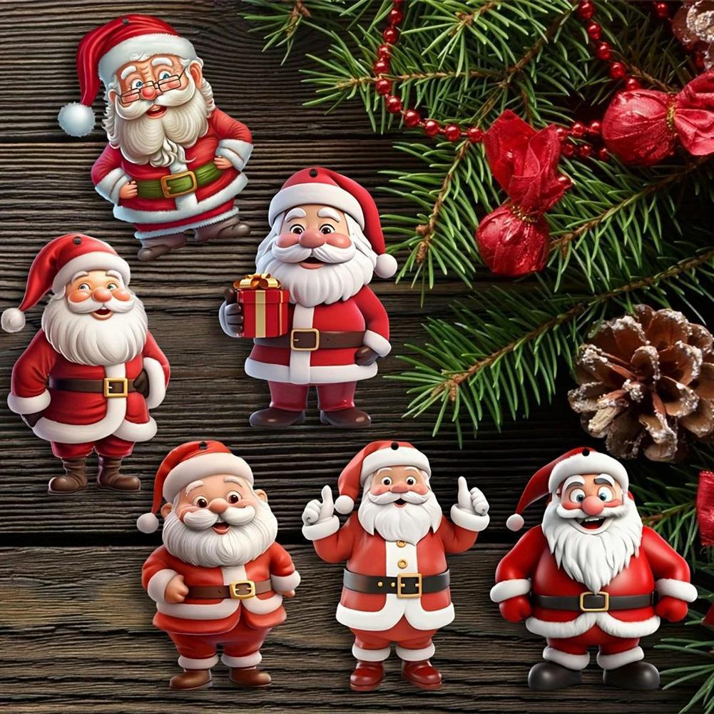 Украшение для рождественской елки Подвесные украшения Санта-Клауса для рождественской елки Набор деревянных рождественских украшений для вечеринки Мультяшный праздник