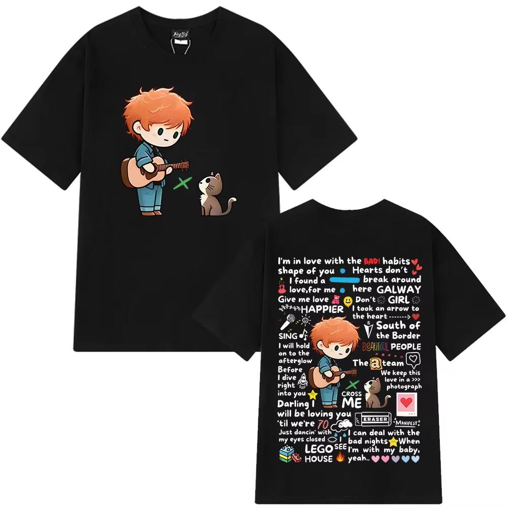 2025 Summer Ed Sheeran European Tour Graffiti Pattern Hot Sale T-Shirt Men Women Harajuku 100% Pure Cotton Printed T-shirt Y2k