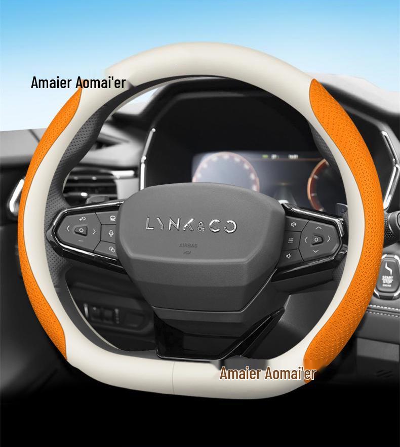 Оригинальные чехлы на руль Lynk & Co из натуральной кожи: Размеры 01, 02, 03, 05, 06, 09, Всесезонные, Нескользящие, Ультратонкие.