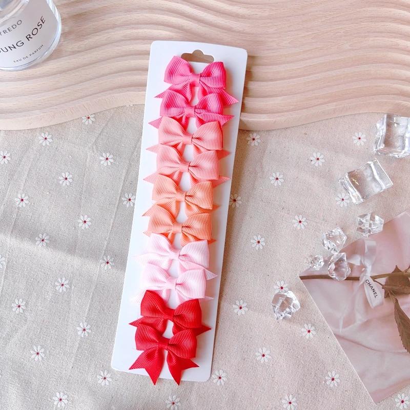 10 шт./набор Однотонные заколки-клипсы BB для милых девочек, ленточные банты, бутик-заколки, шпильки, головные уборы, детские аксессуары для волос, подарки