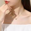 Exquisite Zircon Double Circle Interlock Pendant Gold Necklace For Women Simple Design Sense Charm Party Wedding Jewelry N201