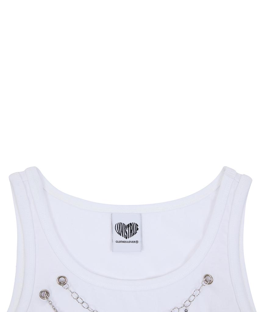 LUVISTRUE Sy Necklace Song Sleeveless Tee(White)