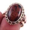 Natural Mahogany Obsidian Gemstone 925 Sterling Silver Two Tone Ring S.8.5 g2S33
