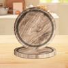 10Pcs Round Wood Grain Paper Tray Food Grade Paper Dinner Plates Decorative Picnic Party Tableware Decoration