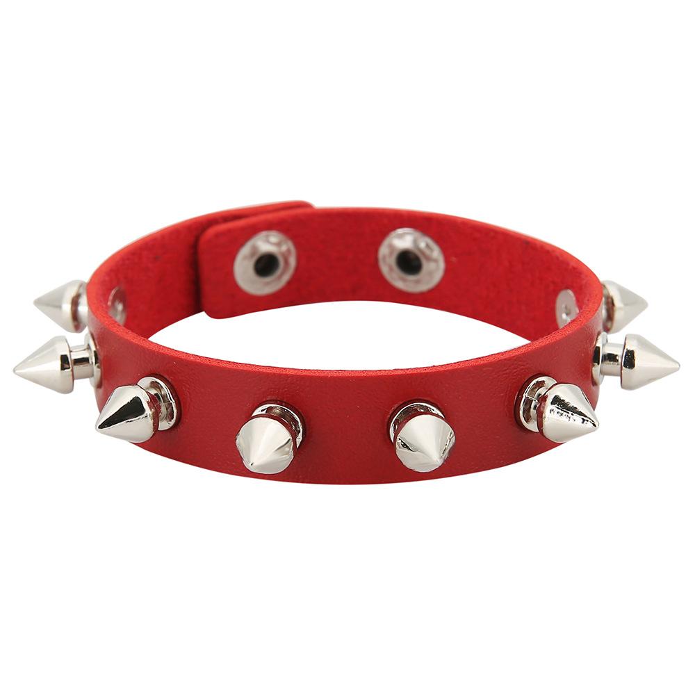 2025 Красно-розовый Хип-хоп Рок Браслет из ПУ кожи Панк Шипы Клепки Панк Браслет Браслет Наручный браслет Ювелирные аксессуары Подарки