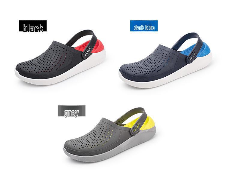 Мужские летние нескользящие дышащие туфли с отверстиями: Двойные спортивные пляжные сандалии с мягкой подошвой