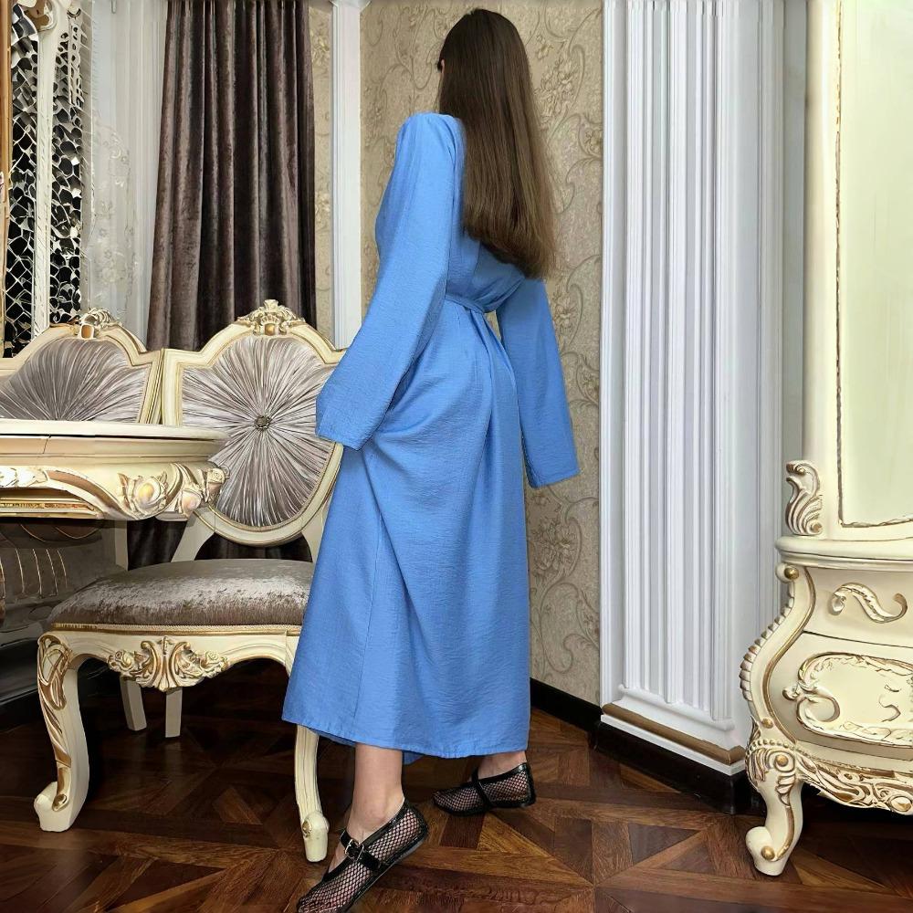 LYRIA Модное Однотонное Платье-Миди с Поясом, Стройнящее, Новая Женская Одежда, Платье-Комбинация, Стильное Платье с Запахом