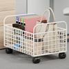 Rolling Utility Storage Basket Under Desk Household Practical Metal Mesh Bin for Toys Dolls