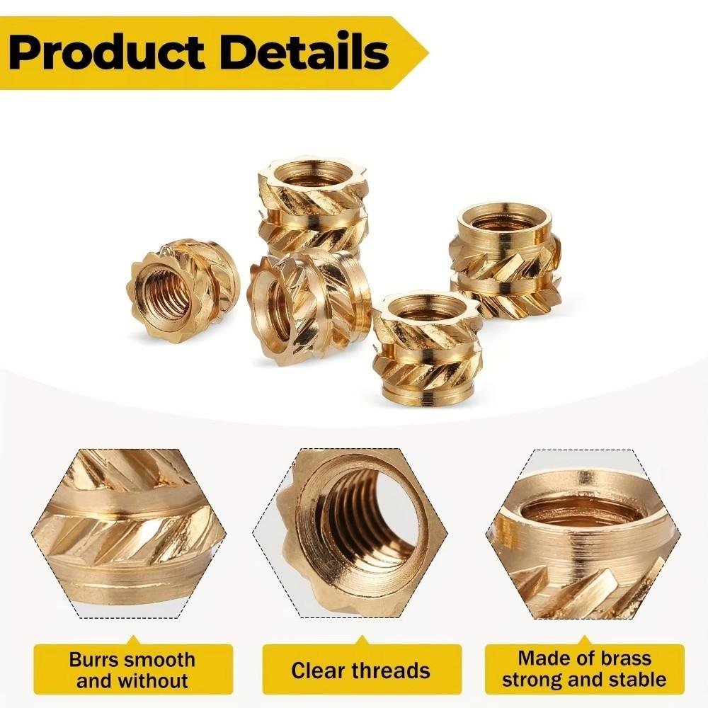 10Pcs M5 Brass Hot Melt Insert Nuts Heating Molding Nuts for Hot Melt Heat Injection Molding