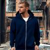 Men Sweatshirt Coat Hooded Long Sleeve Zipper Closure Hoodie Coat with Schoolbag Design Solid